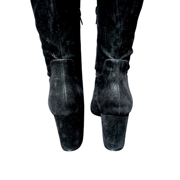 NWOT! SHOEDAZZLE! BLACK W/SUBTLE SNAKESKIN OVER KNEE VEGAN SUEDE BOOTS! SZ 9.5 - Picture 9 of 11